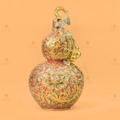 Bình Hồ Lô Chữ Lộc Đắp Nổi Vẽ Vàng