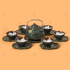 Bộ Ấm Chén Hỏa Biến Xanh Sen Cá